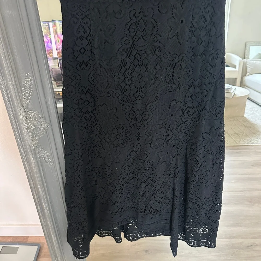 Kobi Halperin Black Lace Crochet Sleeveless Fit Flare Midi Dress 8 - Picture 4 of 9